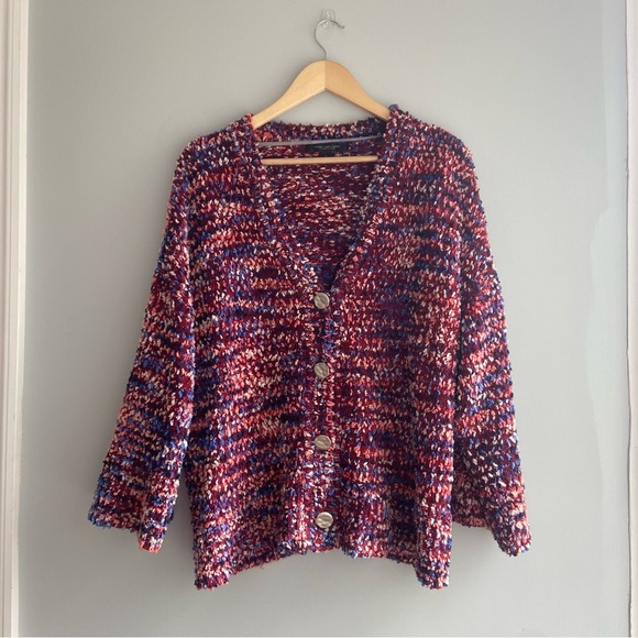 Marc New York Sweaters - Marc New York Pink Colorful Chunky Knit Sweater Cardigan